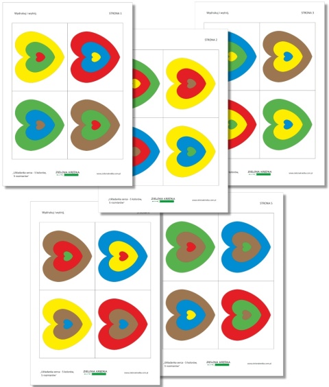 Układanka serca – 5 kolorów, 5 wielkości