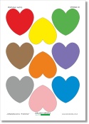 Kolorowe serca do wycięcia z układanki lewopółkulowej