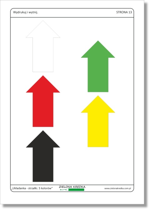 Kolorowe strzałki do wycięcia – elementy układanki edukacyjnej dla dzieci