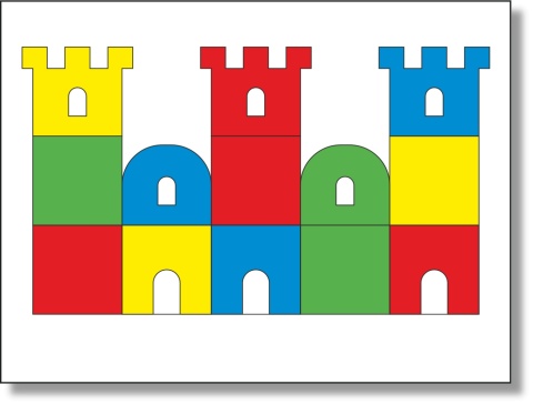 Przykładowa karta PDF ze wzorem zamku do odwzorowania – układanka lewopółkulowa