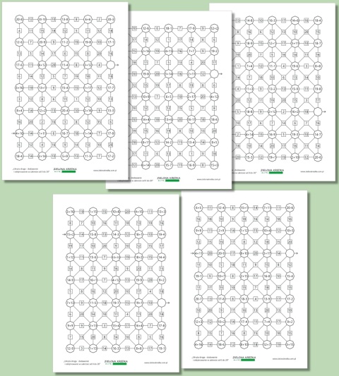 Ukryta droga – karty pracy PDF do dodawania i odejmowania w zakresie 0–20, do druku