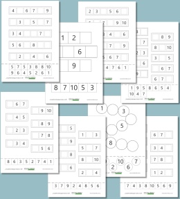 Karty pracy do druku – Uzupełnij brakujące liczby 1–10, edukacyjny zestaw PDF dla dzieci 4–6 lat