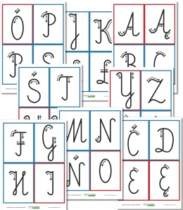 Wielkie litery polskiego alfabetu – zestaw edukacyjny PDF do druku, 32 litery pisane, do nauki pisania dla dzieci