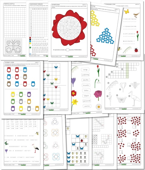Wiosenne karty pracy do druku dla dzieci 7–8 lat – zadania edukacyjne na wiosnę