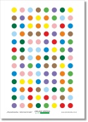 Plansza do wyszukiwania wzorów z kolorowymi kropkami – element zestawu Wyszukiwanka PDF do druku