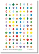 Plansza do wyszukiwania wzorów z kolorowymi kształtami – element zestawu Wyszukiwanka PDF do druku