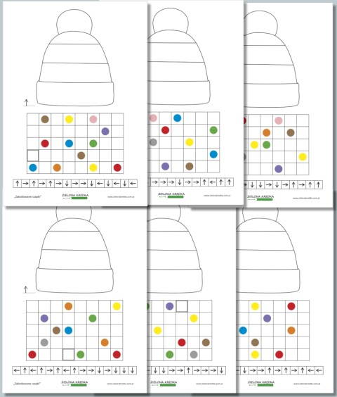 Zakodowane czapki – ćwiczenia kodowania dla dzieci, karty pracy do druku PDF