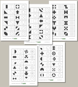 Zamaluj zgodnie z podanym wzorem – zestaw 5 stron PDF do druku dla dzieci